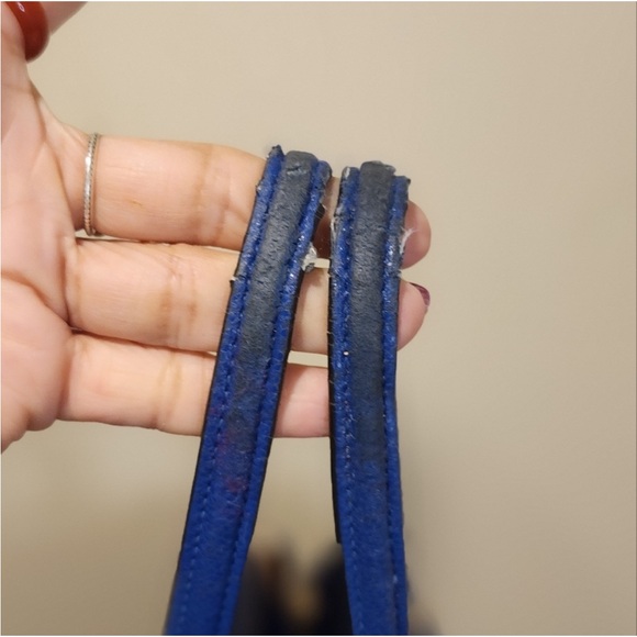 COACH blue leather shoulder bag with long strap - Picture 5 of 16